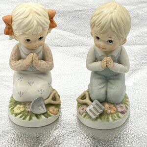 VTG‎ Homco Gardening Boy & Girl Figurines 1452 Praying For Plants To Grow 1980s